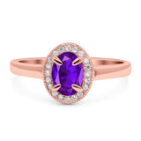 Oval Natural Stone Halo Wedding Ring
