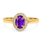 Oval Natural Stone Halo Wedding Ring