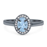 Oval Natural Stone Halo Wedding Ring