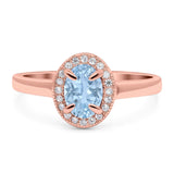 Oval Natural Stone Halo Wedding Ring