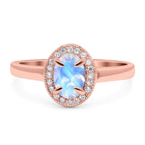 Oval Natural Stone Halo Wedding Ring
