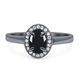 Oval Natural Stone Halo Wedding Ring