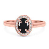Oval Natural Stone Halo Wedding Ring