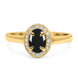 Oval Natural Stone Halo Wedding Ring