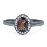 Oval Natural Stone Halo Wedding Ring