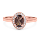 Oval Natural Stone Halo Wedding Ring
