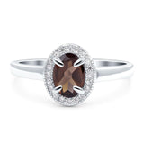 Oval Natural Stone Halo Wedding Ring