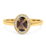 Oval Natural Stone Halo Wedding Ring