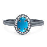 Oval Natural Stone Halo Wedding Ring