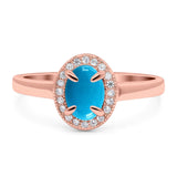 Oval Natural Stone Halo Wedding Ring