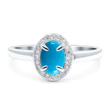 Oval Natural Stone Halo Wedding Ring
