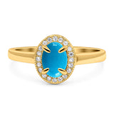 Oval Natural Stone Halo Wedding Ring