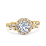 Vintage Style Round Natural Stone Floral Ring