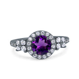 Vintage Style Round Natural Stone Floral Ring