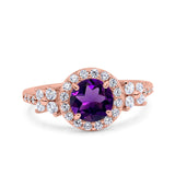 Vintage Style Round Natural Stone Floral Ring