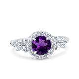 Vintage Style Round Natural Stone Floral Ring