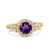 Vintage Style Round Natural Stone Floral Ring