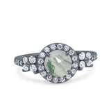 Vintage Style Round Natural Stone Floral Ring