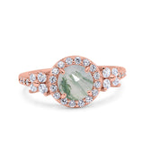 Vintage Style Round Natural Stone Floral Ring