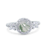 Vintage Style Round Natural Stone Floral Ring