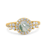 Vintage Style Round Natural Stone Floral Ring