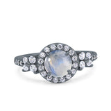 Vintage Style Round Natural Stone Floral Ring