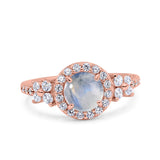 Vintage Style Round Natural Stone Floral Ring