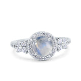 Vintage Style Round Natural Stone Floral Ring