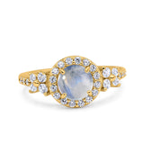 Vintage Style Round Natural Stone Floral Ring