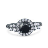 Vintage Style Round Natural Stone Floral Ring