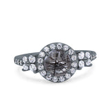 Vintage Style Round Natural Stone Floral Ring