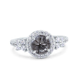 Vintage Style Round Natural Stone Floral Ring