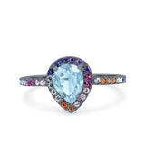 Teardrop Pear Natural Stone Halo Ring