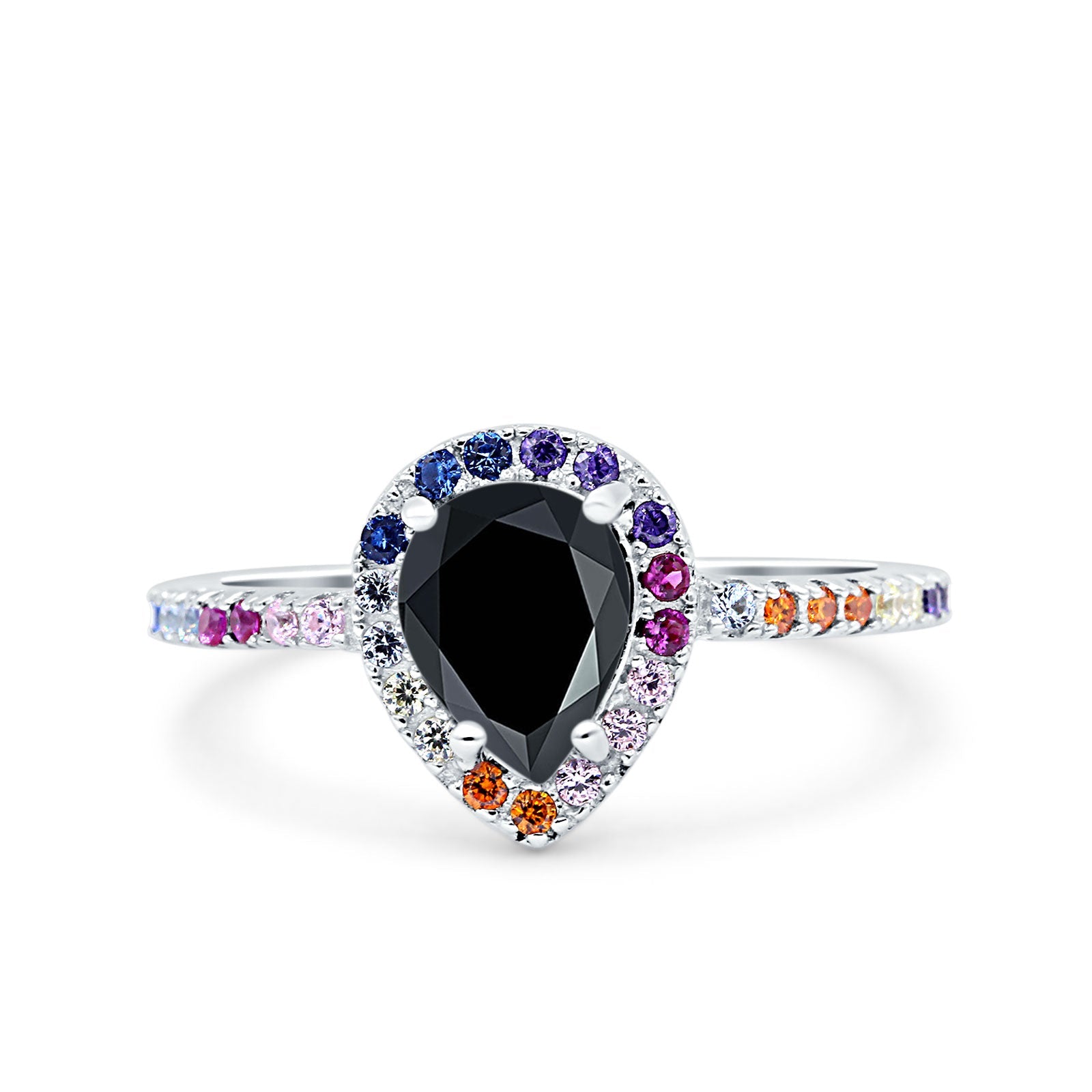 925 Sterling Silver Natural Onyx Teardrop Ring – Genuine Gemstone In Bezel Setting