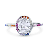 Oval Moissanite Vintage Style Halo Ring 925 Sterling Silver