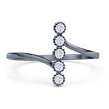 Art Deco 13.5mm Line Bar Ring Cubic Zirconia 925 Sterling Silver