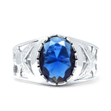 Oval 11mm Celtic Ring Blue Sapphire CZ Solitaire 925 Sterling Silver