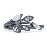 Marquise 9mm Branch Leaf Style Cubic Zirconia Ring 925 Sterling Silver