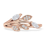 Marquise 9mm Branch Leaf Style Cubic Zirconia Ring 925 Sterling Silver