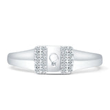 Key Hole Band 6mm Cluster Cubic Zirconia Ring 925 Sterling Silver