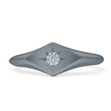 Twinkle Star Cubic Zirconia Signet Ring 7mm 925 Sterling Silver