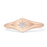 Twinkle Star Cubic Zirconia Signet Ring 7mm 925 Sterling Silver