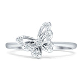 Butterfly Filigree Ring Cubic Zirconia 8mm Statement 925 Sterling Silver
