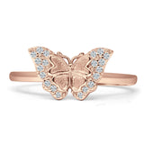 Heart Shaped Cluster Butterfly Ring 8.5mm Cubic Zirconia 925 Sterling Silver