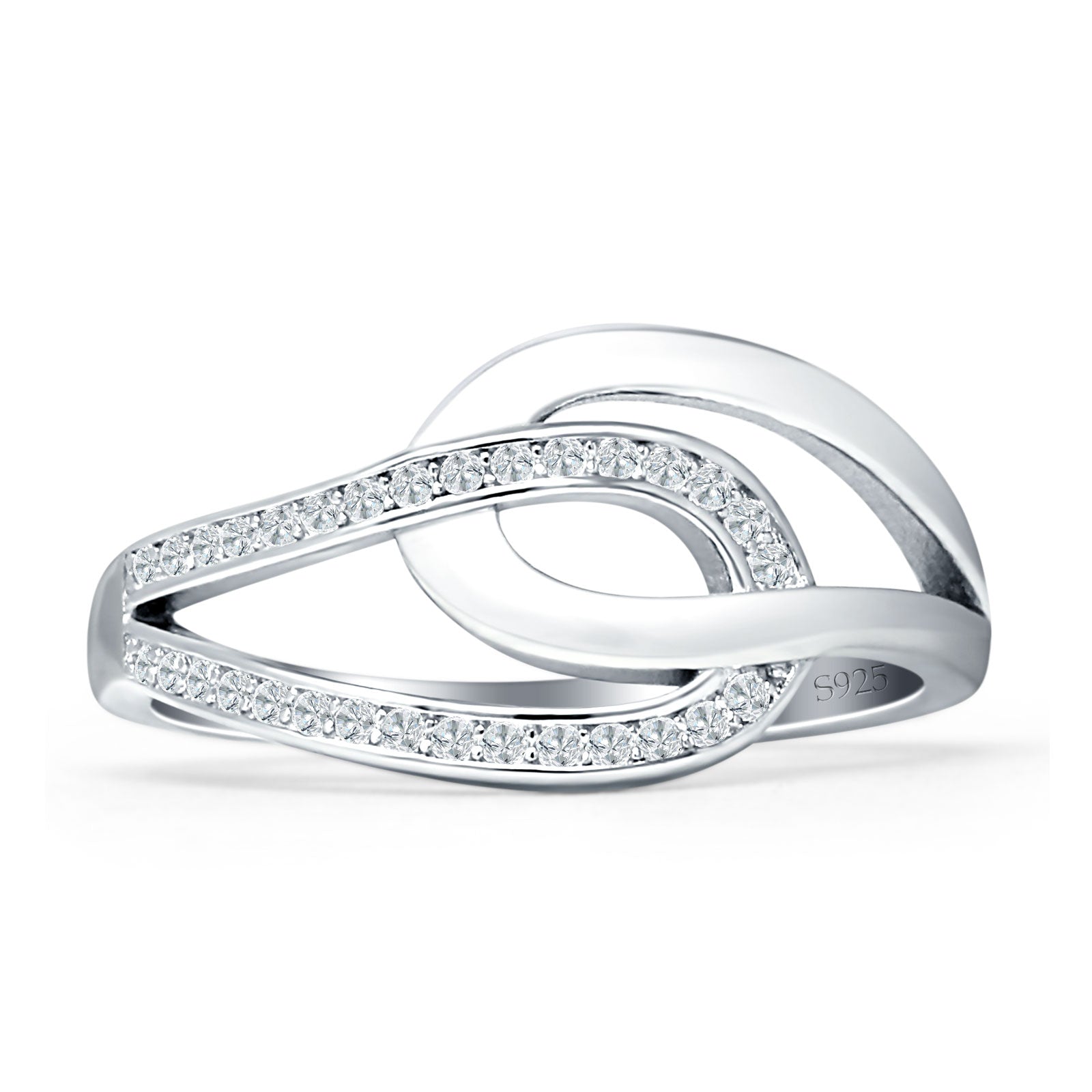 Minimalist Interlocked Rings Cubic Zirconia 925 Sterling