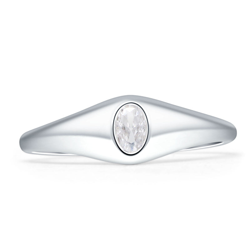 Oval CZ Solitaire Ring