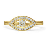 Evil Eye Ring 6.8mm Good Luck Cluster Cubic Zirconia 925 Sterling Silver