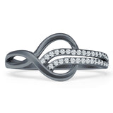 Art Deco 9mm Swirl Infinity Cubic Zirconia Ring 925 Sterling Silver