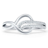 Art Deco 9mm Swirl Infinity Cubic Zirconia Ring 925 Sterling Silver