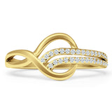 Art Deco 9mm Swirl Infinity Cubic Zirconia Ring 925 Sterling Silver